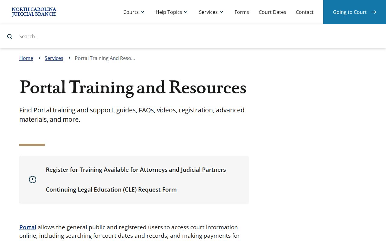 Wake County case lookup Portal training resource