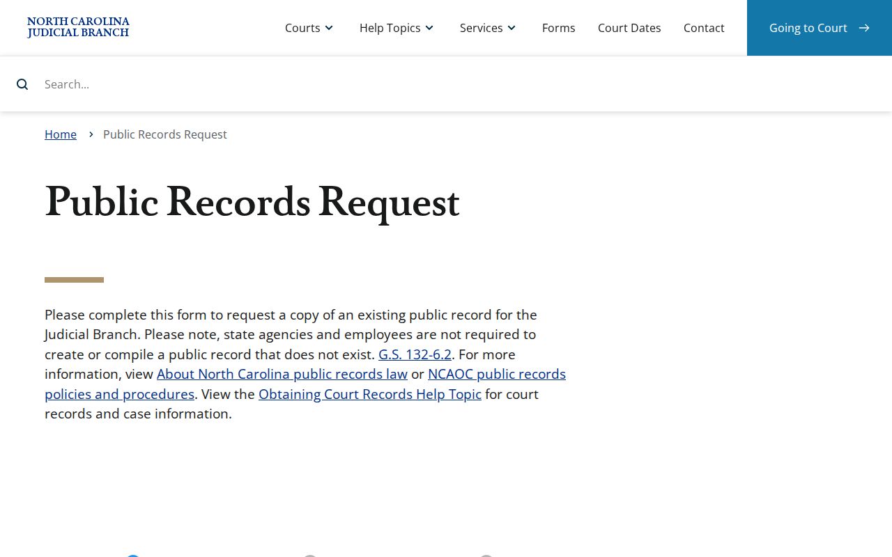 Wake County court records NCAOC public records request form