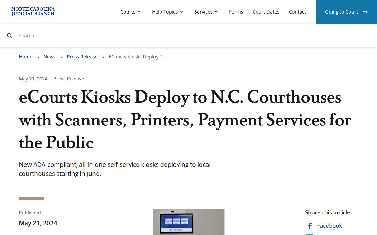 Wake County court docket eCourts kiosk access information